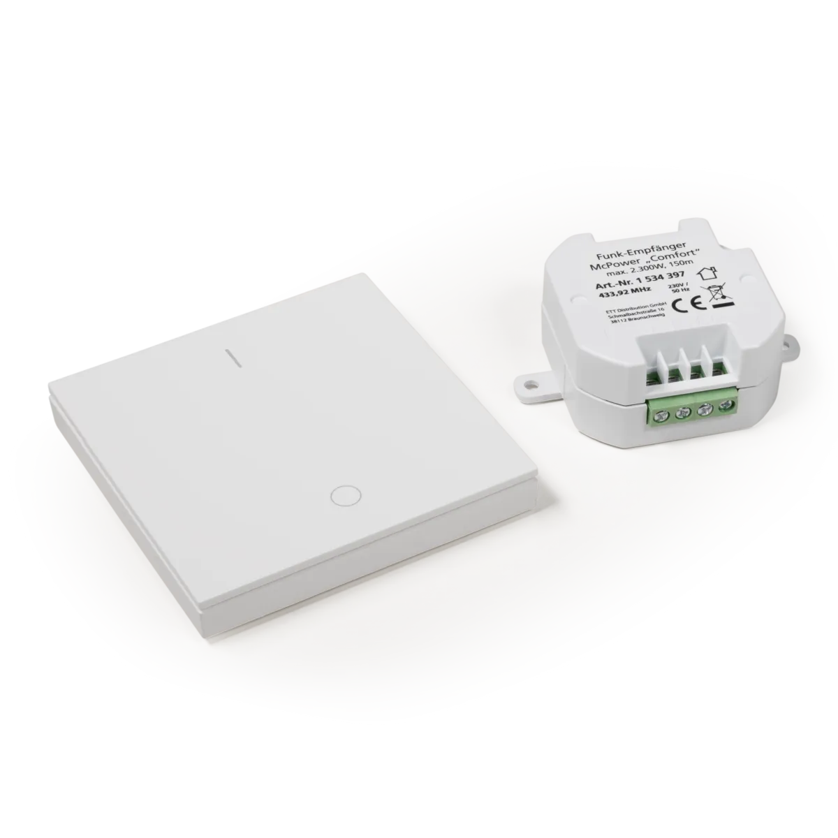 Funk-Schalter Set McPower "Comfort" Empfänger + Wandtaster, max. 2300W