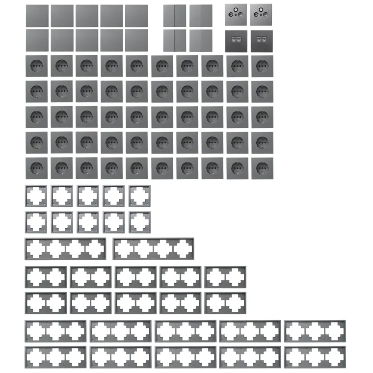 Schalter und Steckdosen Set McPower Shallow "Megaset" 100-teilig, anthrazit