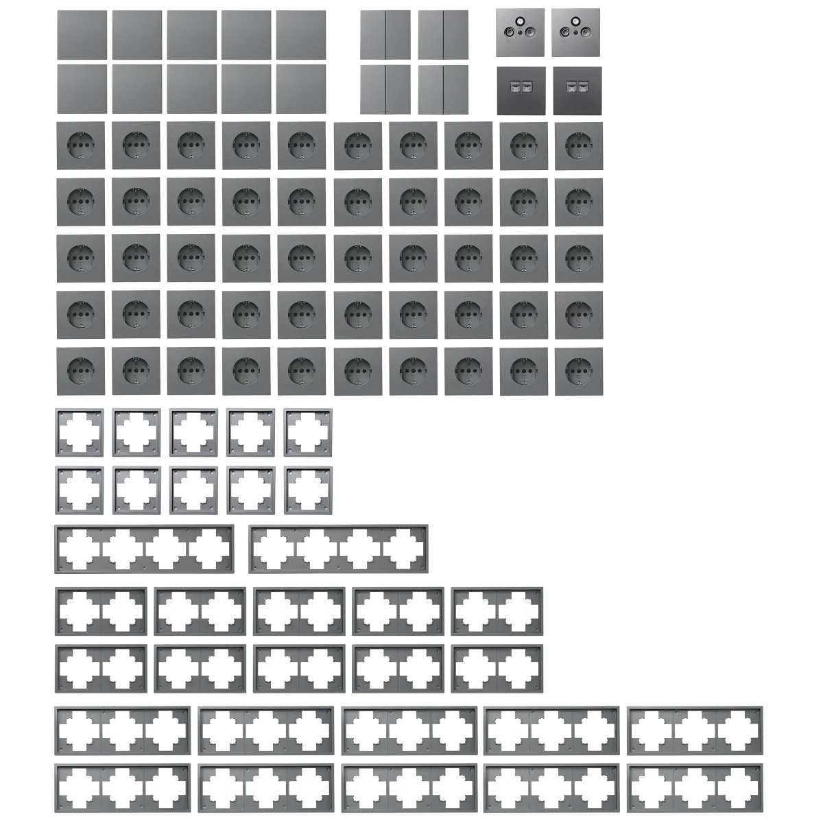 Schalter und Steckdosen Set McPower Shallow "Megaset" 100-teilig, anthrazit