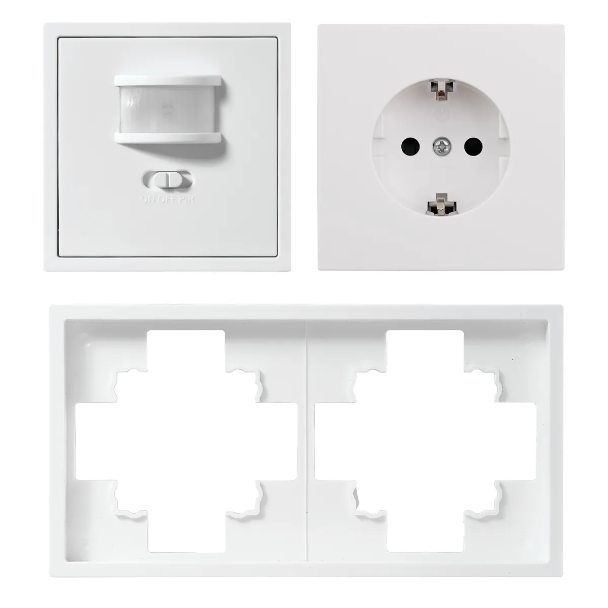 Schalter und Steckdosen Set McPower Shallow "PIR" weiß, 3-teilig