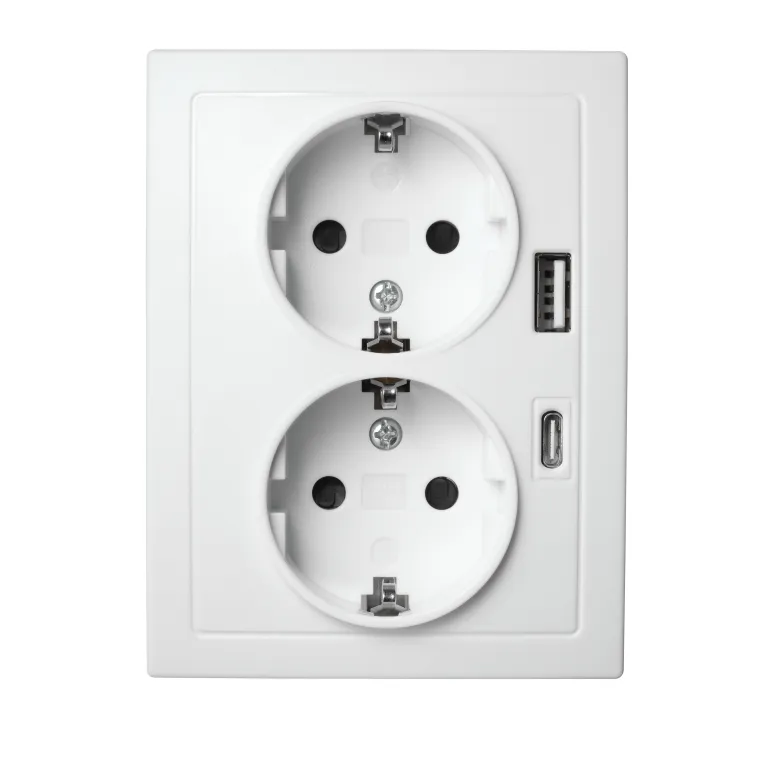 Schutzkontakt-Steckdose McPower "Flair" 2-fach, 250V~/16A, USB-A+C, PD20W, weiß