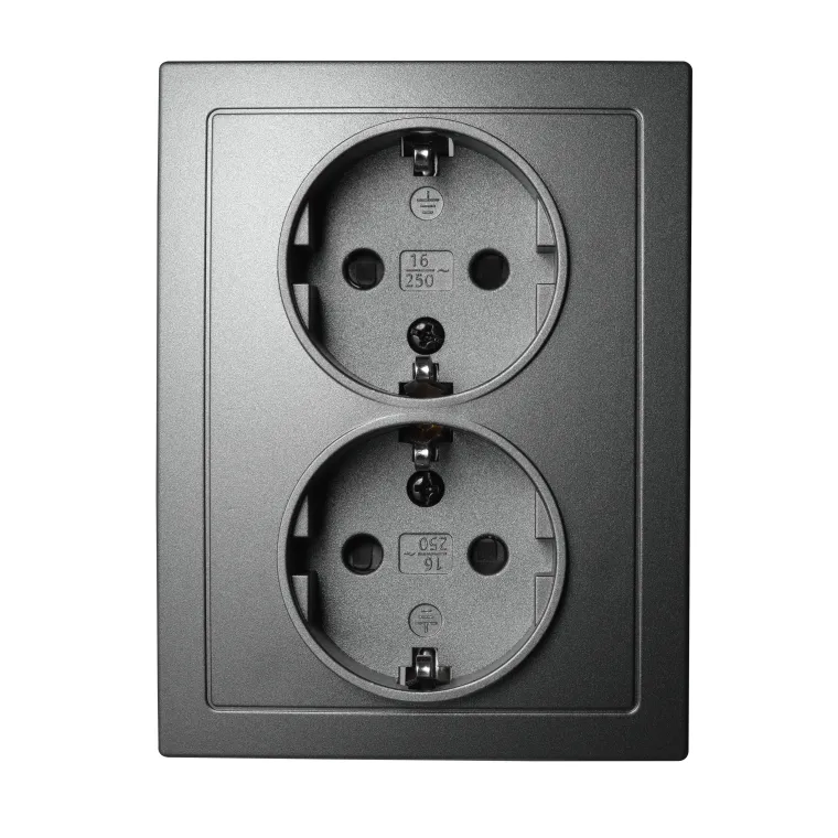 Schutzkontakt-Steckdose McPower "Flair" 2-fach, 250V~/16A, anthrazit