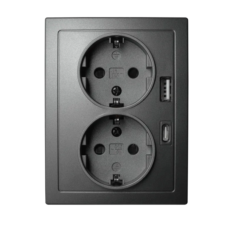 Schutzkontakt-Steckdose McPower "Flair" 2-fach, 250V~/16A, USB-A+C, PD20W