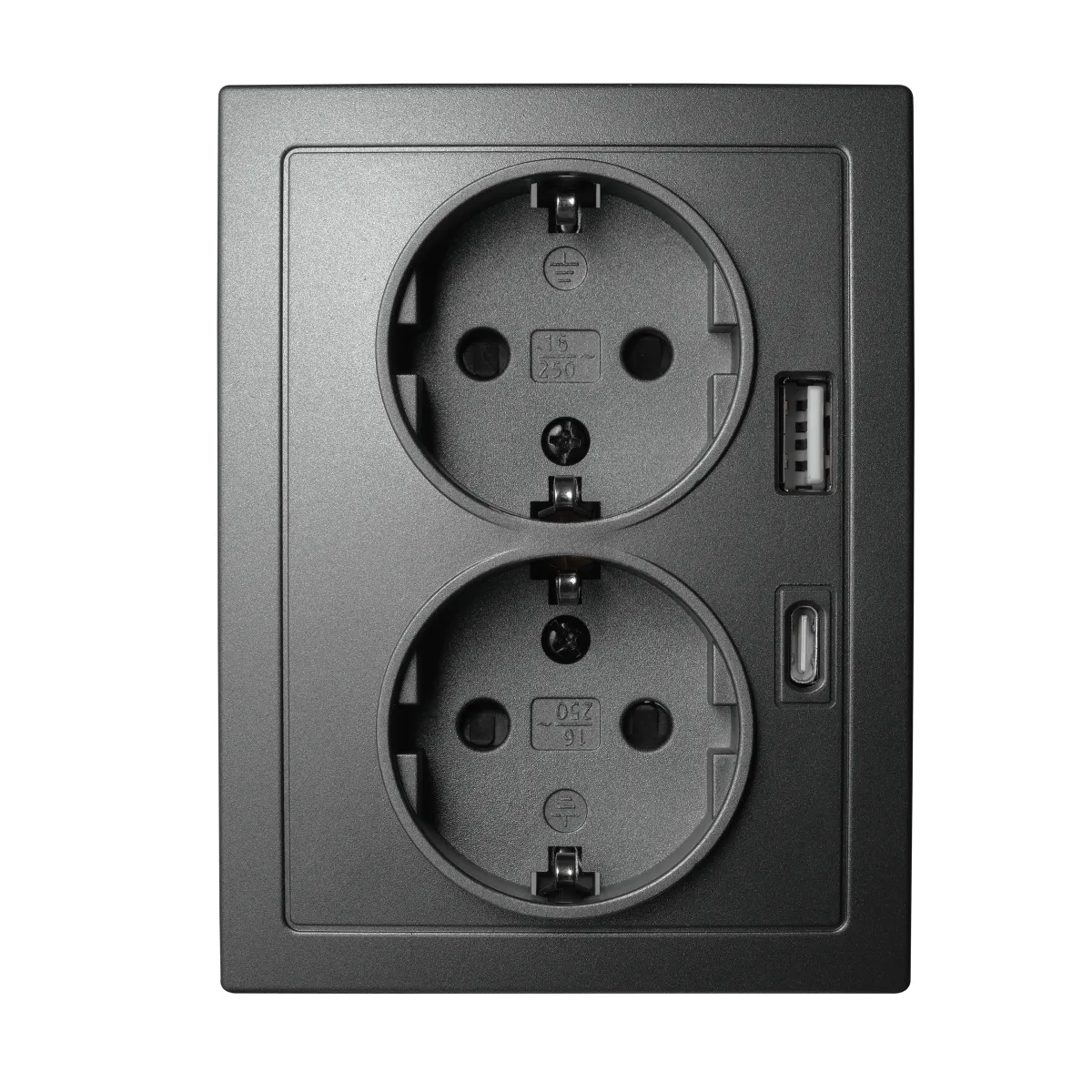 Schutzkontakt-Steckdose McPower "Flair" 2-fach, 250V~/16A, USB-A+C, PD20W