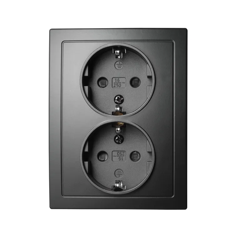 Schutzkontakt-Steckdose McPower "Flair" 2-fach, 250V~/16A, matt schwarz