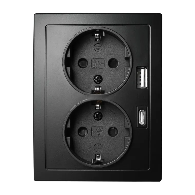 Schutzkontakt-Steckdose McPower "Flair" 2-fach, 250V~/16A, USB-A+C, PD20W