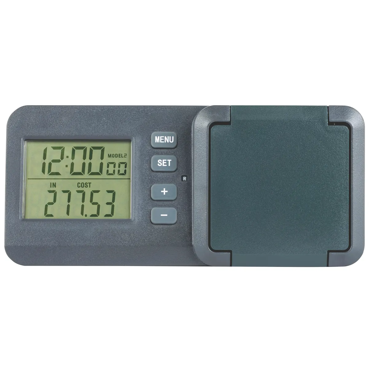 Energiekostenmessgerät mit LCD-Display, IP 44, schwarz-grün