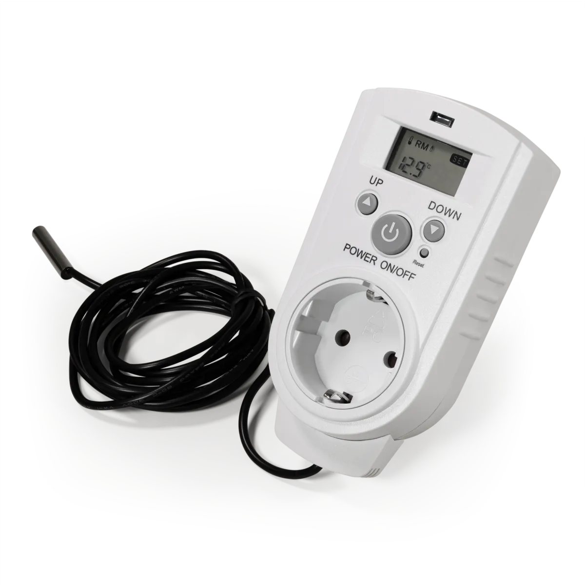 Steckdosen-Thermostat McPower "TCU-540" 5-30°C, Display, Kabel + Außenfühler