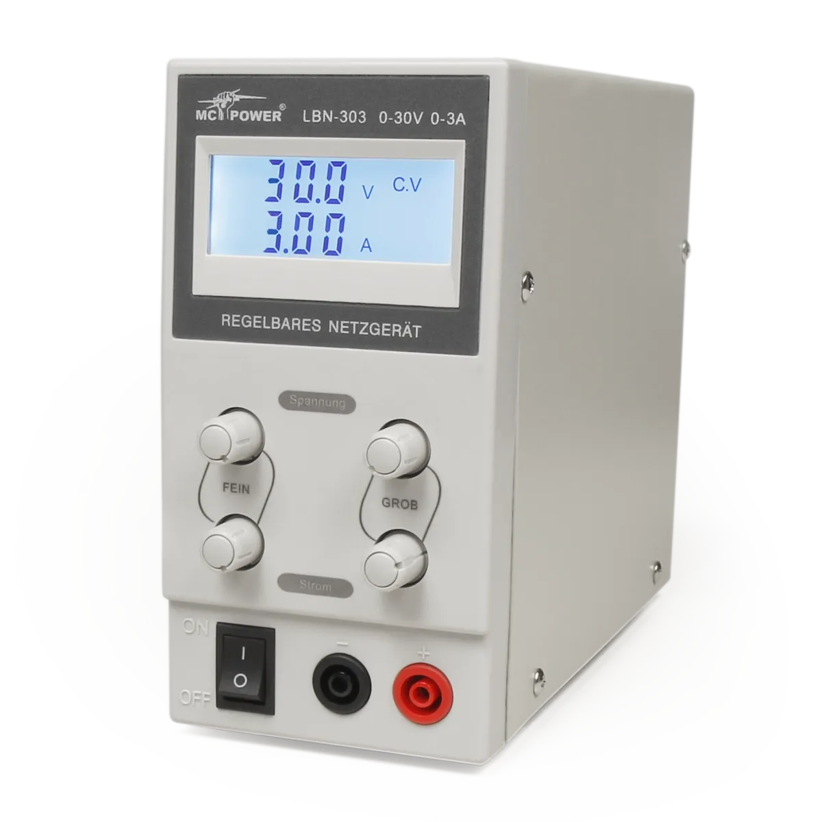 Labornetzgerät McPower "LBN-303", 0-30 V, 0-3 A regelbar, LC-Anzeige