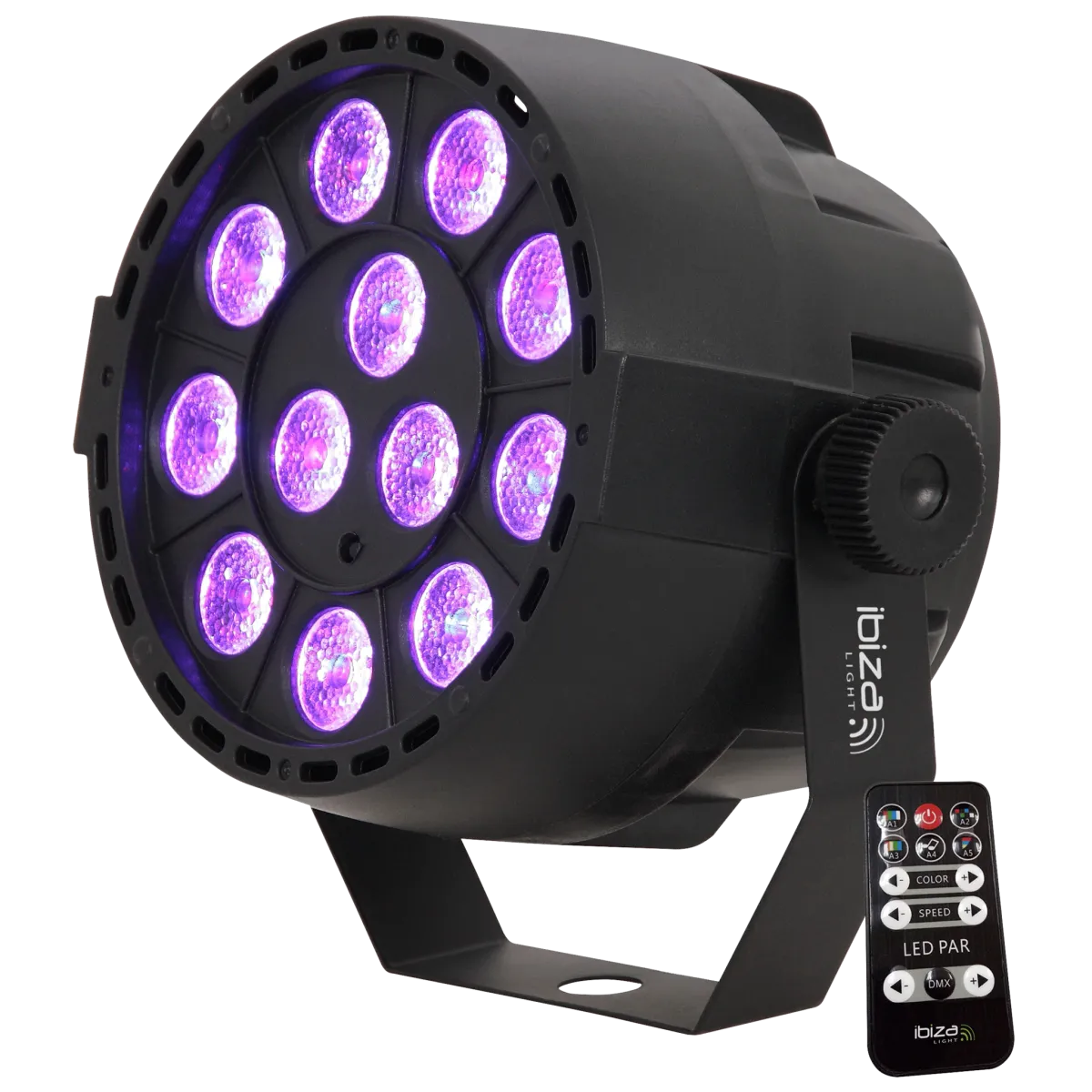 LED-Lichteffekt IBIZA "PAR-MINI-RGB3" 12x 3W RGB LED, Musiksteuerung, DMX