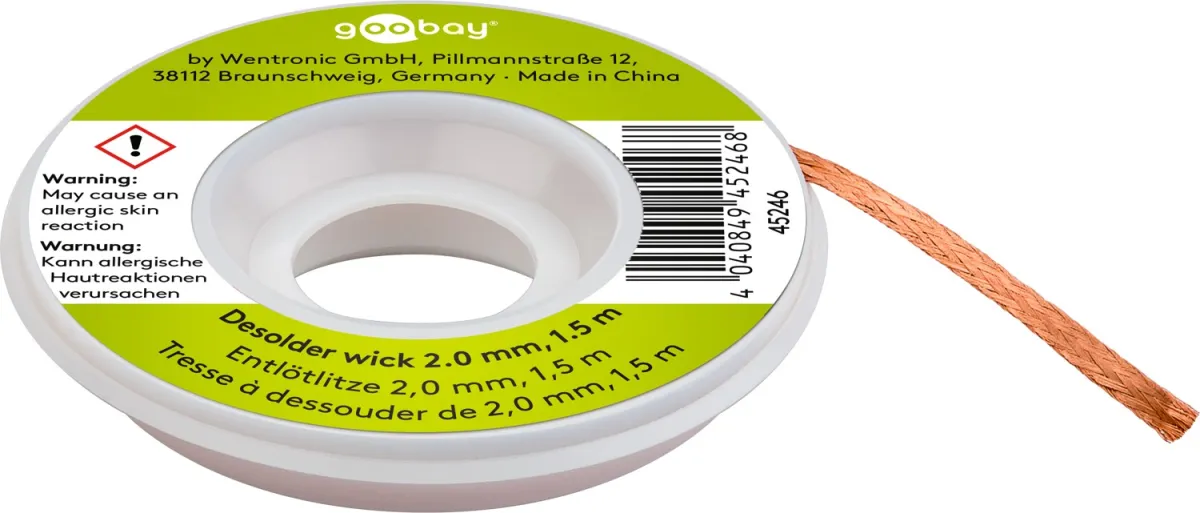 Entlötlitze, 2 mm breit, 1,5 m