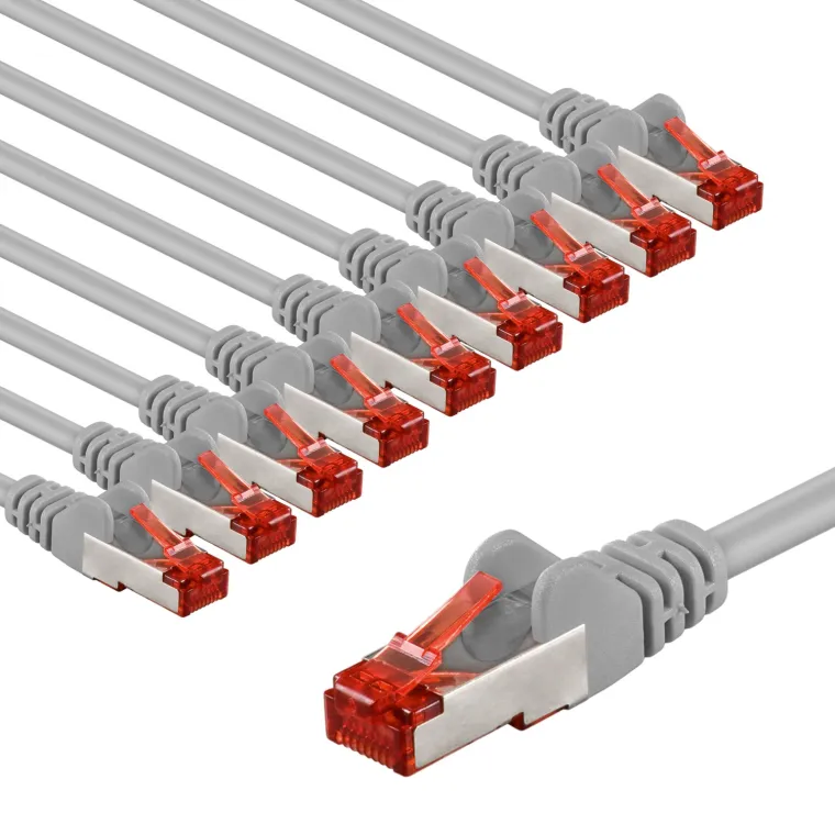 CAT 6 Patchkabel, S/FTP (PiMF), 2 m, grau, 10er-Set