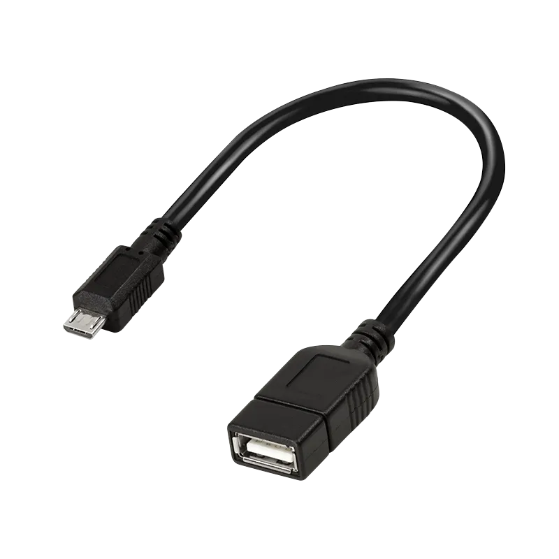 USB 2.0-Adapter, Micro-USB/M zu A/F, 480 Mbit/s, 2,5W, OTG, schwarz, 0,2 m