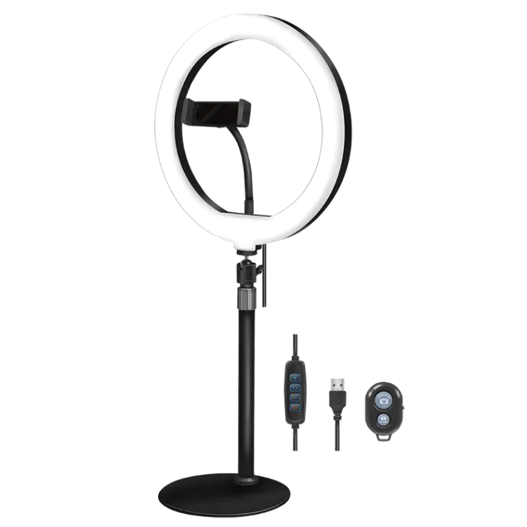 Smartphone-Ringlicht-Stativ mit Fernauslöser, höhenverstell., Ø 25 cm