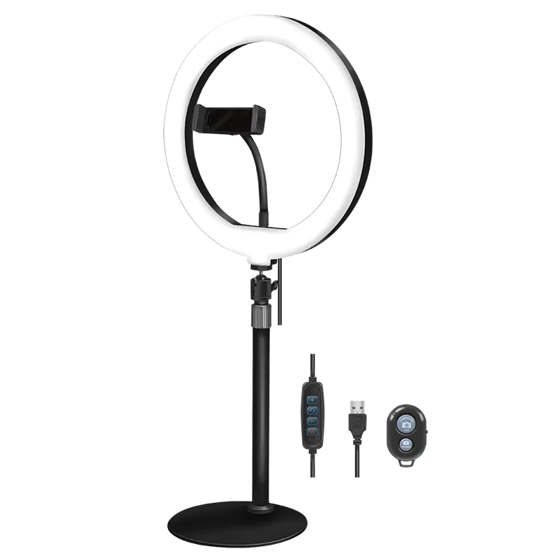 Smartphone-Ringlicht-Stativ mit Fernauslöser, höhenverstell., Ø 25 cm