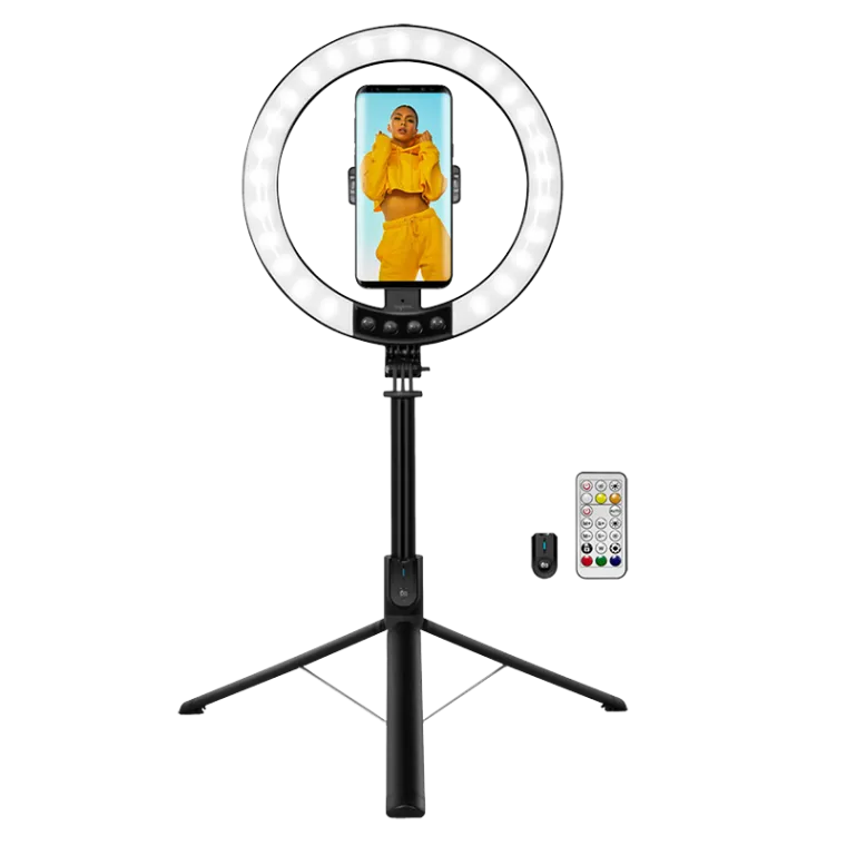 Smartphone-Ringlicht mit Selfie-Stick-Stativ, Fernauslöser, Ø 25 cm