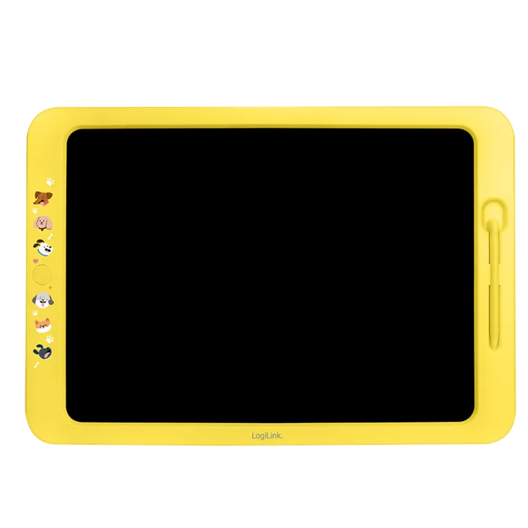 LCD-Kinderschreibtafel 19", lösch-/wiederbeschreibbar, abwischbare Whiteboard-Rückseite, Ständer, Ge