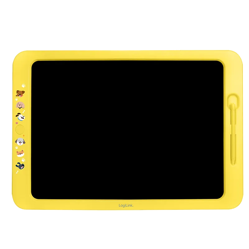 LCD-Kinderschreibtafel 19", lösch-/wiederbeschreibbar, abwischbare Whiteboard-Rückseite, Ständer, Ge