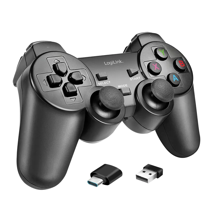Wireless Gaming-Controller, 2,4 GHz, Windows-PC, Android-Geräte, TV-Boxen, PS3, Schwarz
