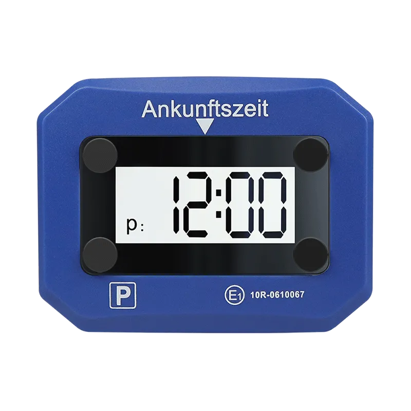 Digitale Parkscheibe, 2 LCD-Display, autom. Aktivierung, KBA-zugelassen, SOS-Licht, Blau