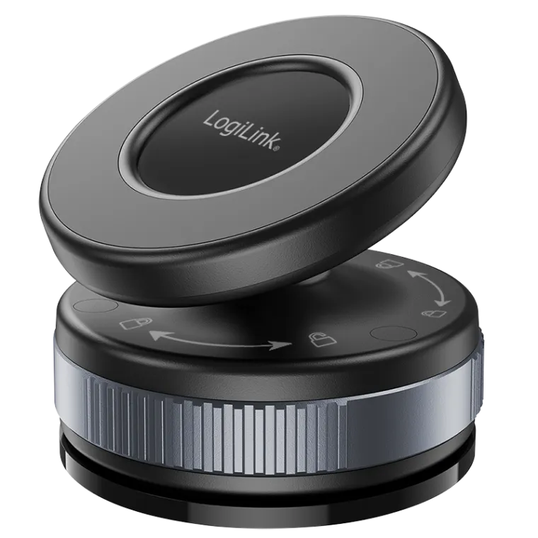 Magnethalterung für Smartphones, 16 N mit MagSafe Case, 360°, Twist-Lock, Schwarz