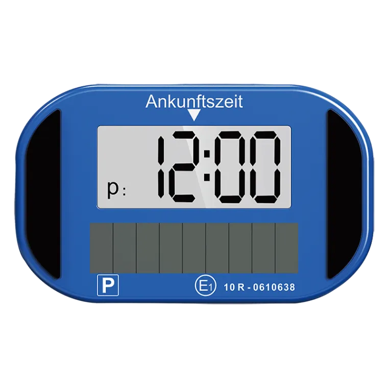 Digitale Solar-Parkscheibe, 2 LCD-Displays, autom. Aktivierung, KBA-zugelassen, Blau