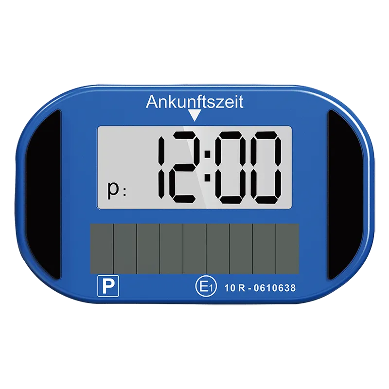 Digitale Solar-Parkscheibe, 2 LCD-Displays, autom. Aktivierung, KBA-zugelassen, Blau