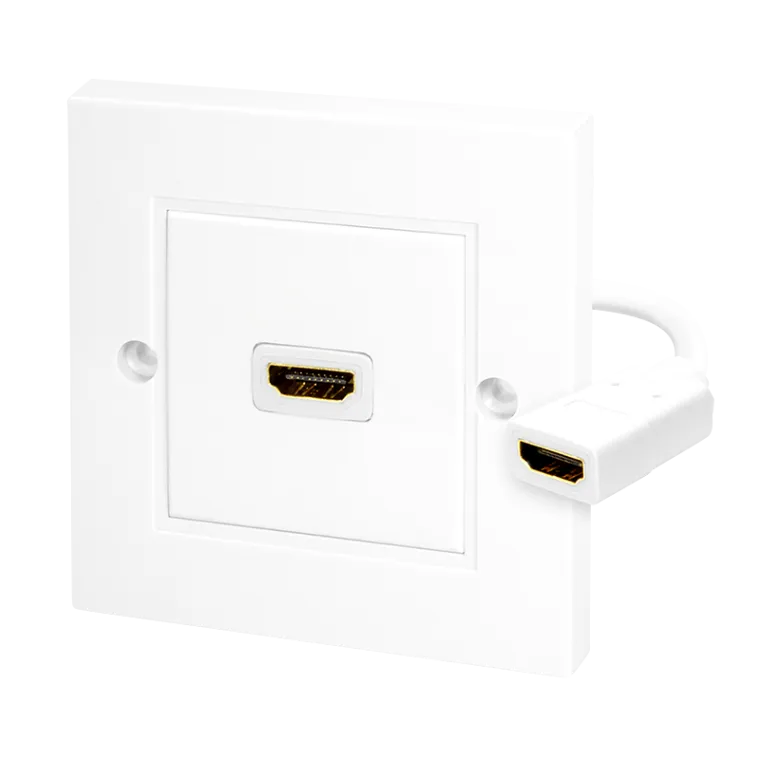 HDMI-Wanddose, 1-fach, mit HDMI-A Kabel F/F, 4K/30 Hz, weiß