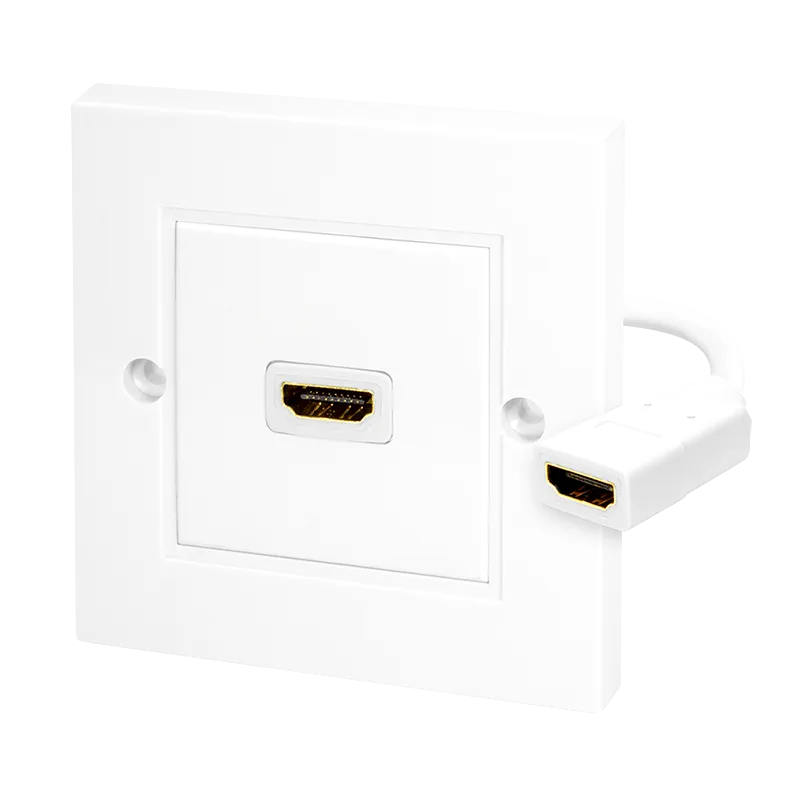 HDMI-Wanddose, 1-fach, mit HDMI-A Kabel F/F, 4K/30 Hz, weiß