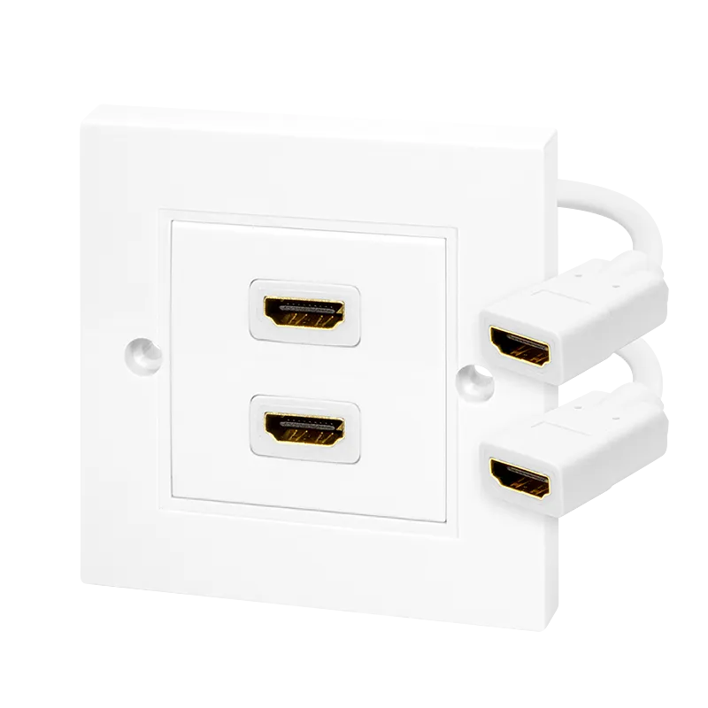 HDMI-Wanddose, 2-fach, mit 2x HDMI-A Kabel F/F, 4K/30 Hz, weiß