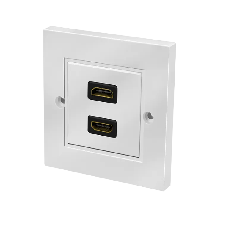 HDMI Wanddose, 2-fach, mit 2x HDMI-A Verbinder F/F, weiß