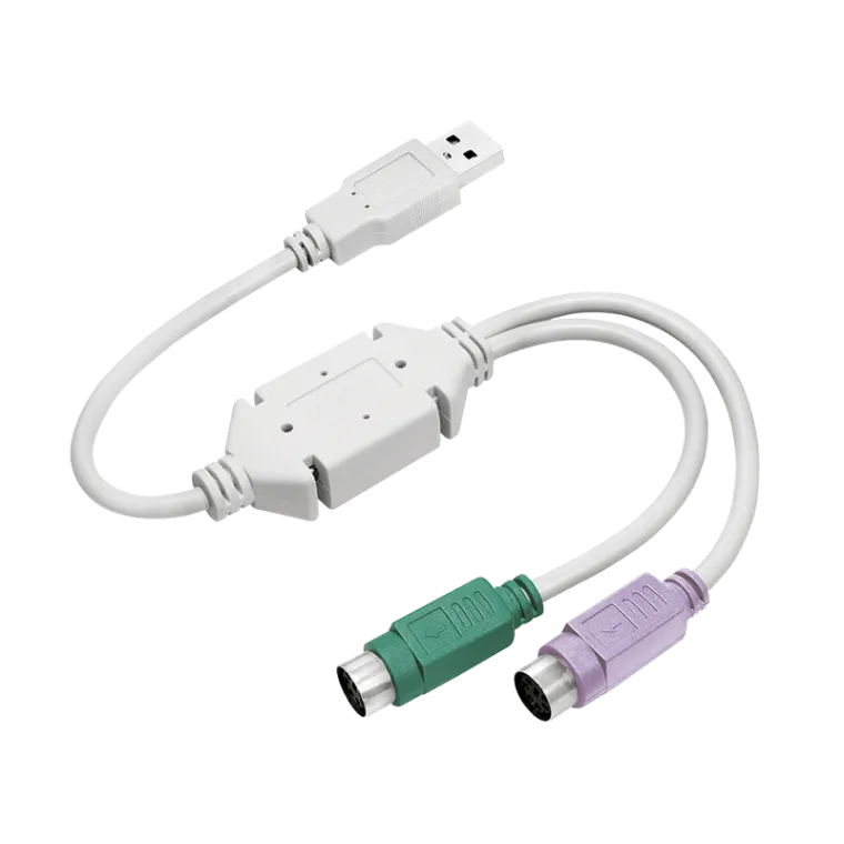 USB 1.1-Adapter, USB-A/M zu 2x Mini-DIN 6 (PS/2)/M, grau, 0,3 m