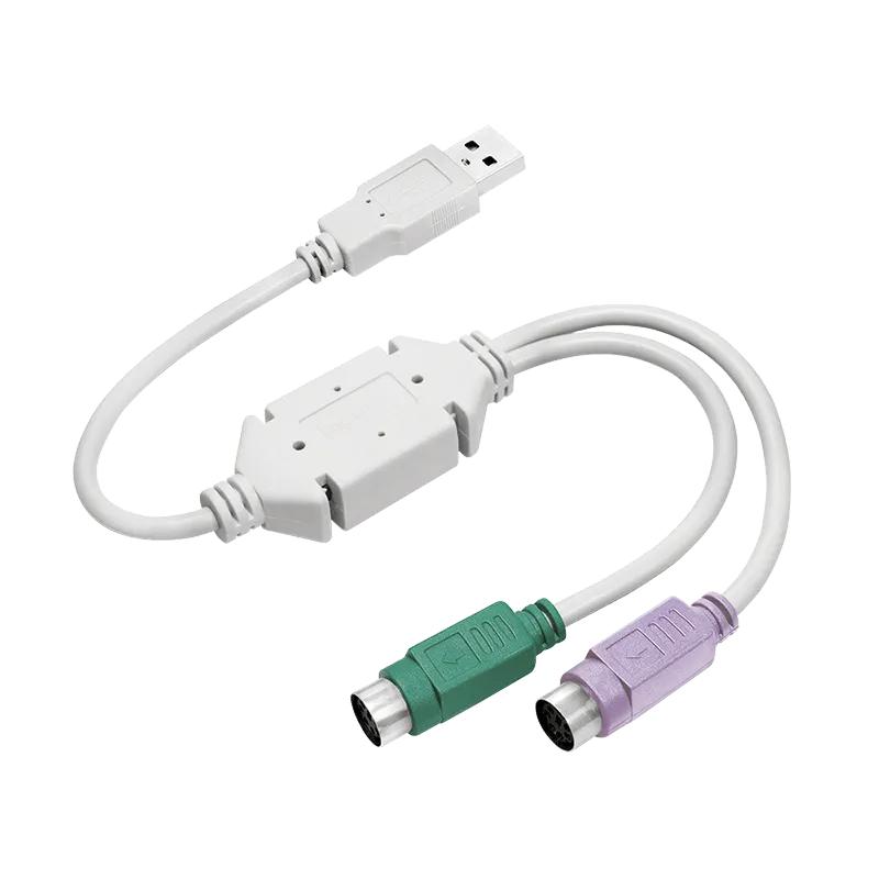 USB 1.1-Adapter, USB-A/M zu 2x Mini-DIN 6 (PS/2)/M, grau, 0,3 m