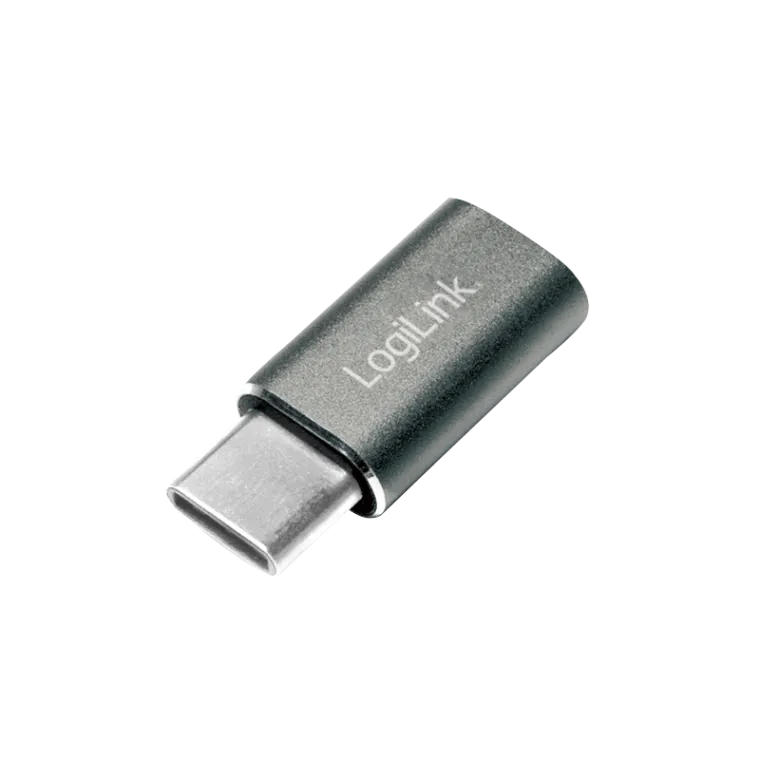USB 2.0 Type-C Adapter, C/M zu Micro-USB/F, 480 Mbit/s, 15W, silber
