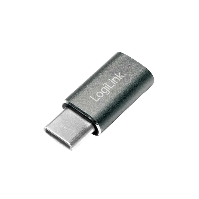USB 2.0 Type-C Adapter, C/M zu Micro-USB/F, 480 Mbit/s, 15W, silber