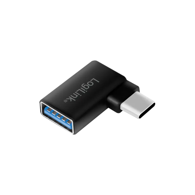 USB 3.2 Gen1 Type-C Adapter 90°, C/M zu USB-A/F, 5 Gbit/s, 15W, schwarz