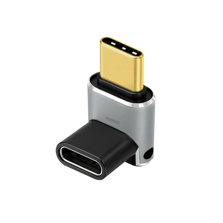 USB 4 Type-C-Adapter 90° O/U, C/M zu C/F, 40 Gbit/s, 240W, 8K/60 Hz, Metall, silber