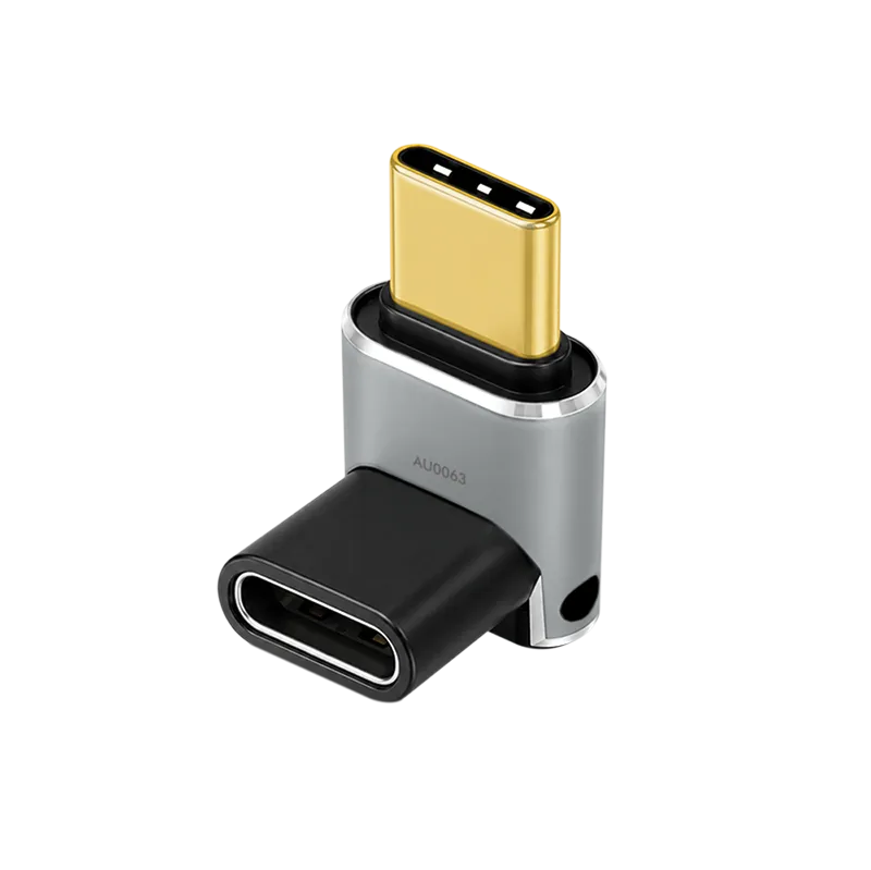 USB 4 Type-C-Adapter 90° O/U, C/M zu C/F, 40 Gbit/s, 240W, 8K/60 Hz, Metall, silber