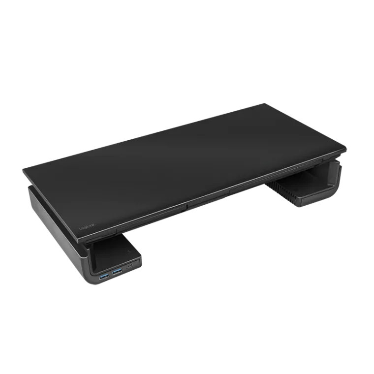 Ergonomische Monitorerhöhung, 420–520 mm lang, 2x USB 3.0, 1x USB-C