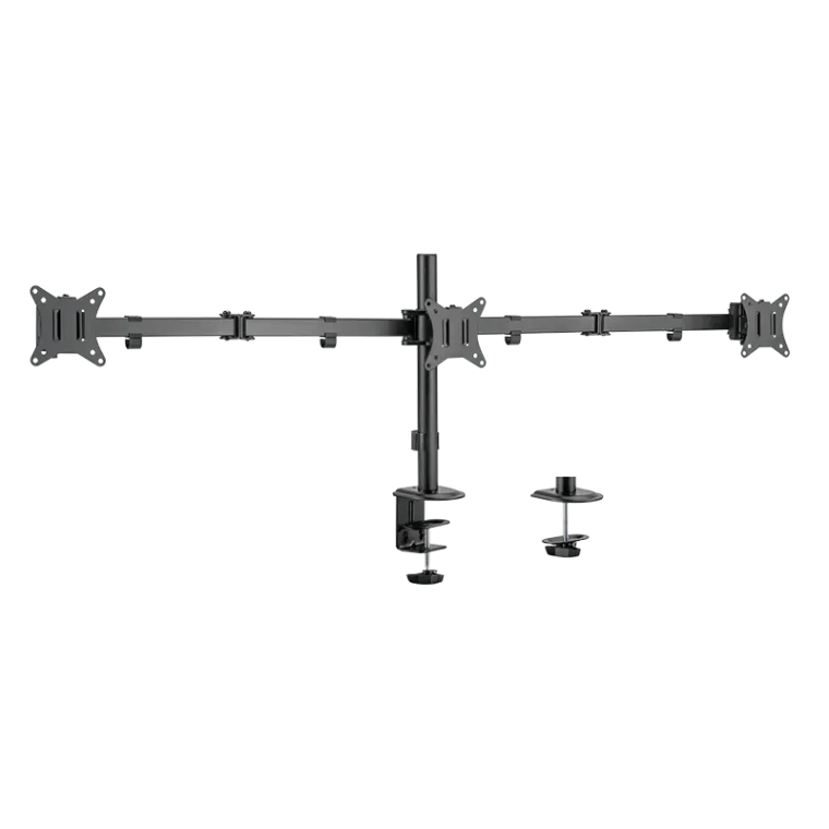 3-fach-Monitorhalterung, 17–27", 7 kg je Arm, max. Armlänge 658 mm