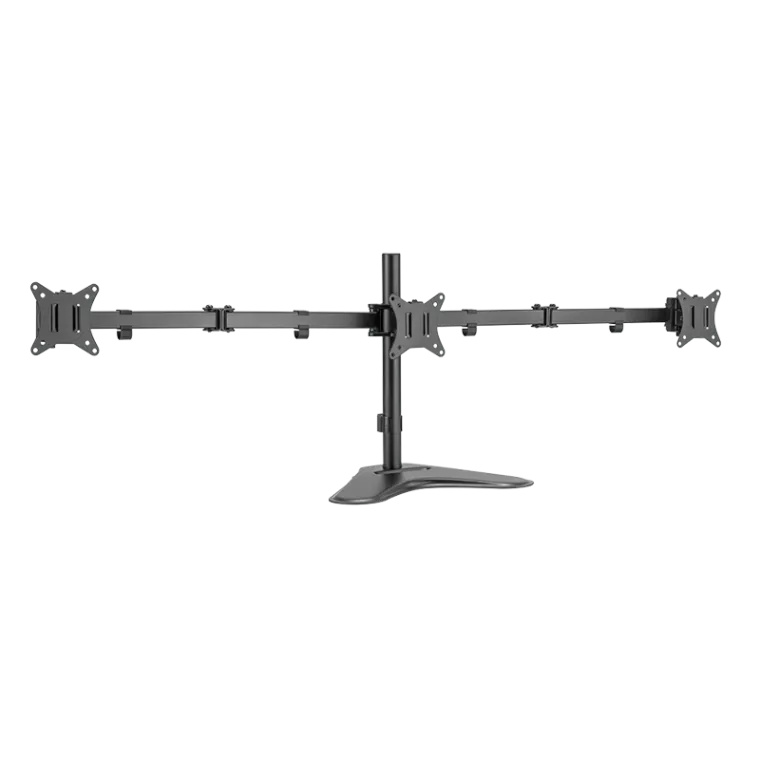 3-fach-Monitorständer, 17–27", 7 kg je Arm, max. Armlänge 658 mm, mit Handyhalter