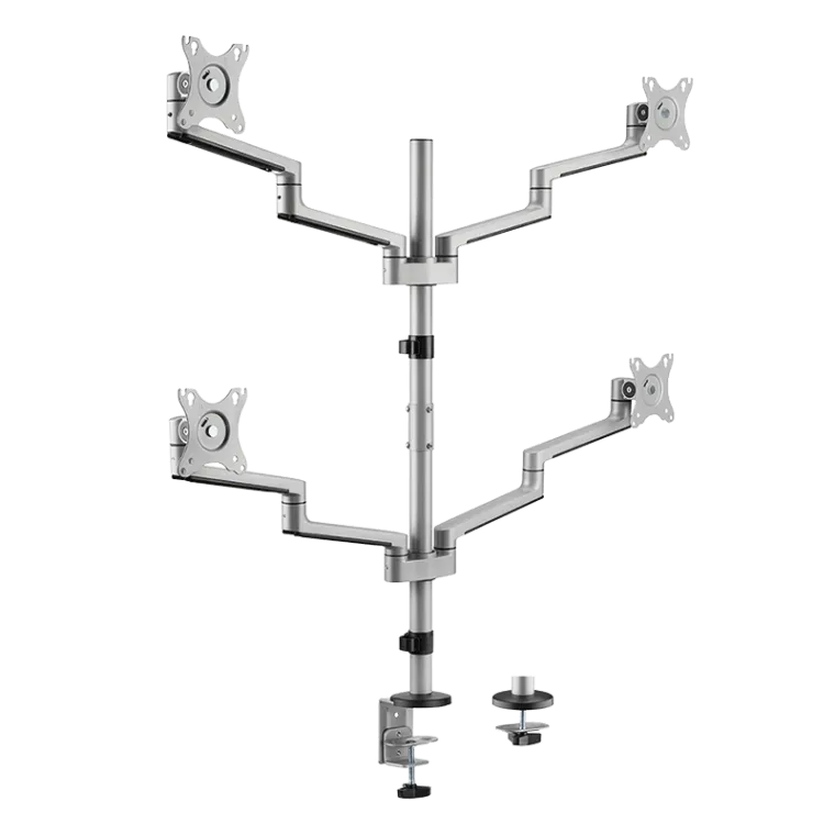 4-fach-Monitorhalterung, 17"–32", 6 kg je Arm, neig-, kipp-& drehbar, klemmbar