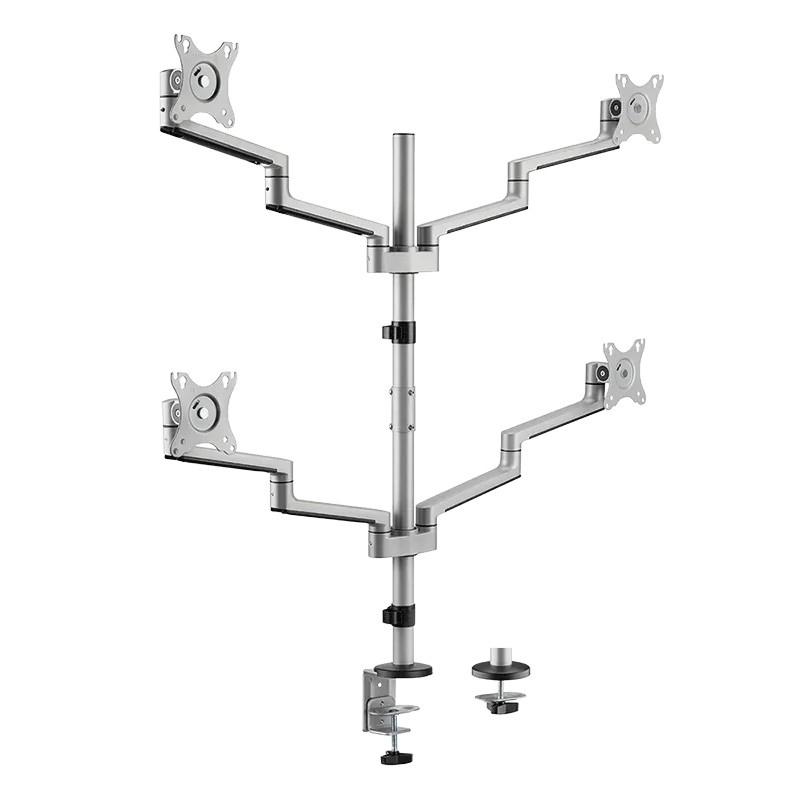 4-fach-Monitorhalterung, 17"–32", 6 kg je Arm, neig-, kipp-& drehbar, klemmbar