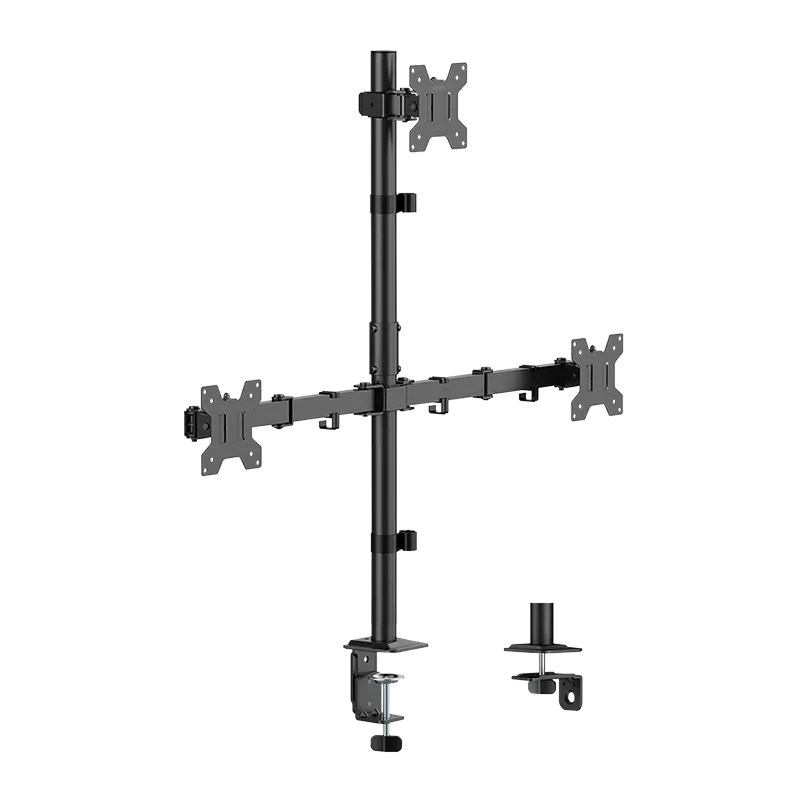Monitorhalterung, 3-fach, 17–27", 10 kg pro Arm, Armlänge: je 376 mm, schwarz