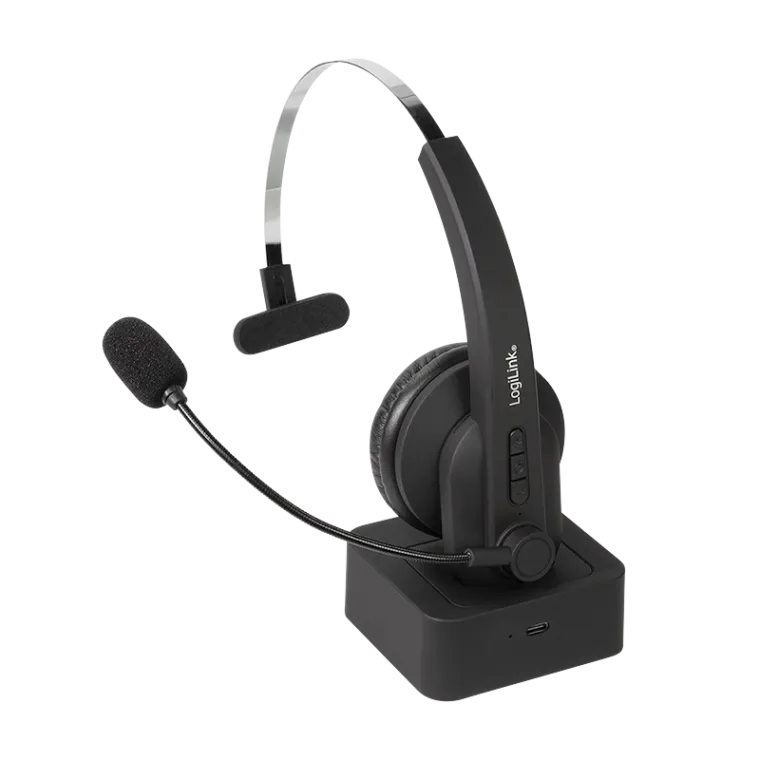 BT 5.0 Mono Headset mit Ladestation, Mikrofon
