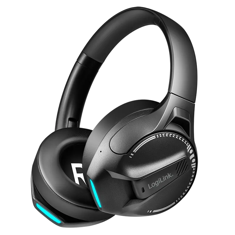 BT 6.0 Gaming-Headset, 3,5 mm AUX, verstellbares Kopfband, 50 Stunden Akkulaufzeit, Schwarz