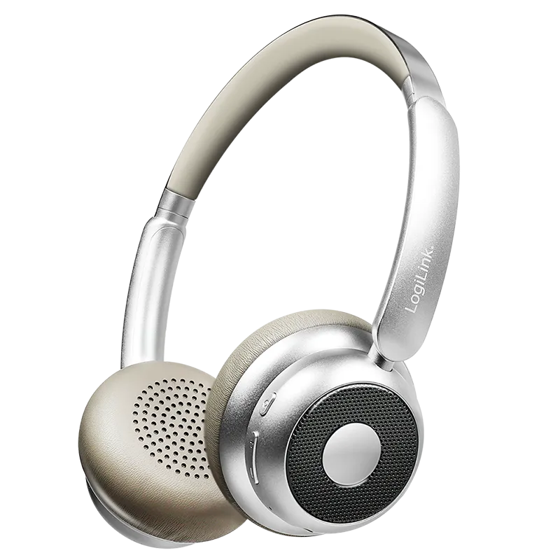 BT 6.0 AuraSolo-Headset, 20 Std.-Akku, ANC, Ø40 mm, Multi-Steuerung, Silber