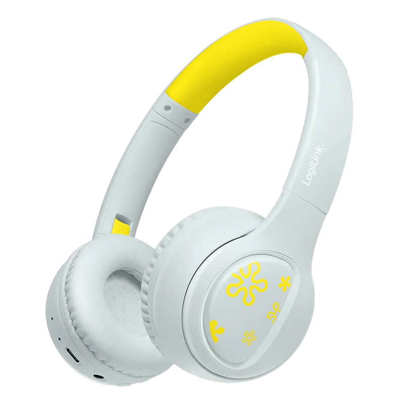 BT 5.4 Kinderheadset, max. 85 dB, mit Mikrofon, faltbar, Hellblau/Gelb