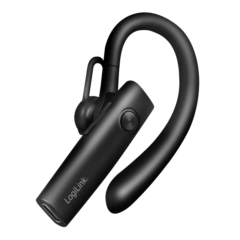Kabelloses Ohrclip Mono-Headset, BT 5.4, USB-C, 100 Stunden, abnehmbares Mikrofon, schwarz