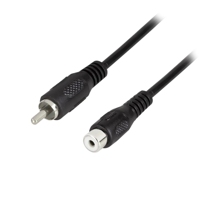 Audio-Kabel, Cinch/M zu Cinch/F, schwarz, 5 m